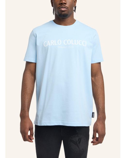 carlo colucci T-Shirt mit Logoprint DI COMUN in Blue für Herren