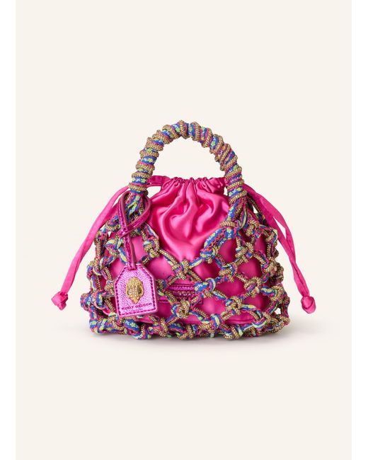 Kurt Geiger Pink Handtasche MACRAME SMALL mit Schmucksteinen