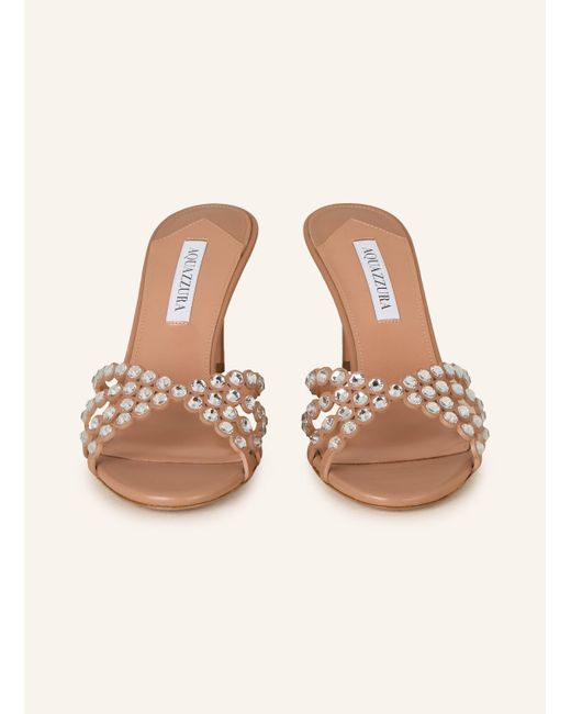 Aquazzura Natural Mules TEQUILA mit Schmucksteinen