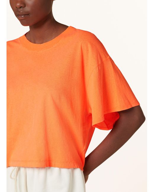 American Vintage Orange Cropped-Shirt mit Leinen