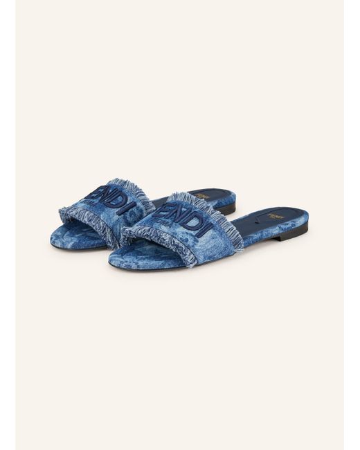 Fendi Blue Pantoletten