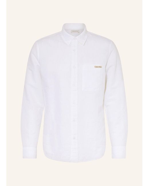 Calvin Klein Hemd Regular Fit mit Leinen in White für Herren