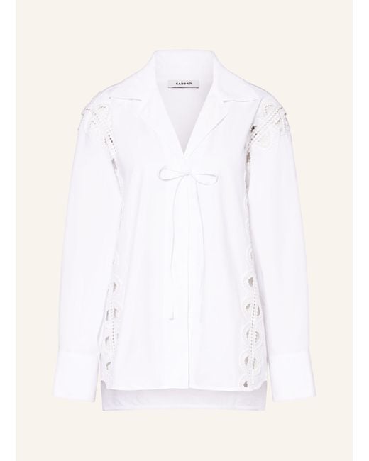 Sandro White Bluse mit Lochspitze