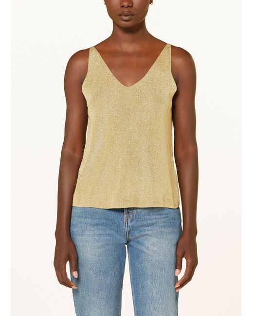 Ba&sh Yellow Stricktop ZUANI mit Glitzergarn