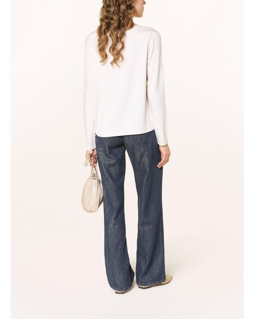 Monari Natural Longsleeve im Materialmix mit Schmucksteinen