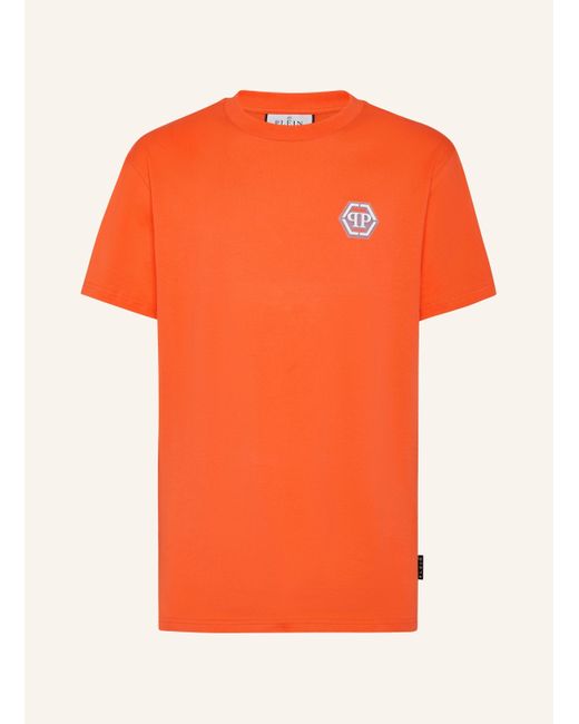 Philipp Plein Jersey T-shirt Round Neck SS Iconic Plein in Orange für Herren