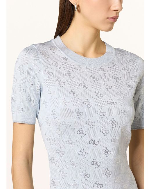 Guess Blue Strickshirt ROSIE mit Schmucksteinen