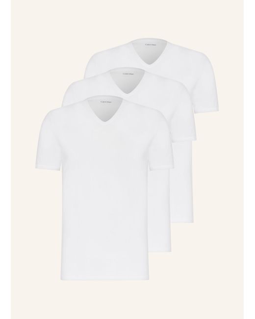 Calvin Klein 3er-Pack V-Shirts COTTON STRETCH BLEND in White für Herren