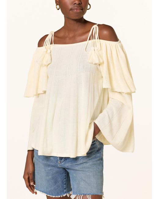 Ba&sh Natural Off-Shoulder-Pullover VALA mit Rüschen