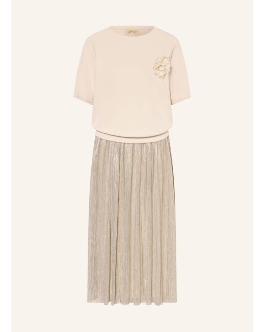Cartoon Natural Set: Kleid mit Plissees und Sweatshirt