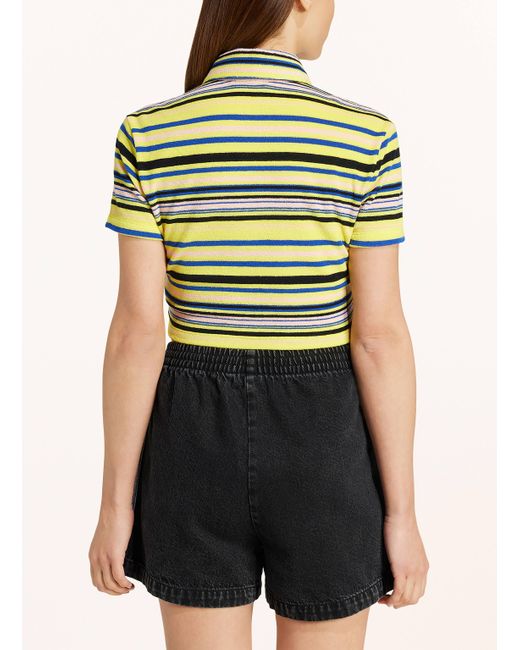 Adidas Originals Green Cropped-Poloshirt STRIPED TOWEL BUTTON UP aus Frottee