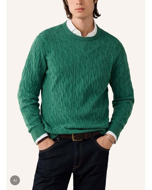 Hackett Pullover LAMBSWOOL CABLE CREW in Green für Herren