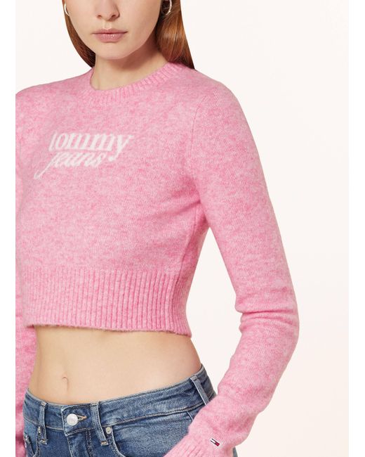 Tommy Hilfiger Pink Cropped-Pullover