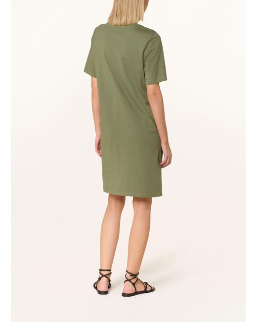 Ouí Green Kleid im Materialmix mit Leinen