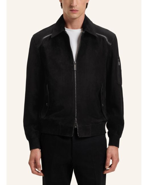 Boss Lederjacke L-ACE_AM Regular Fit in Black für Herren