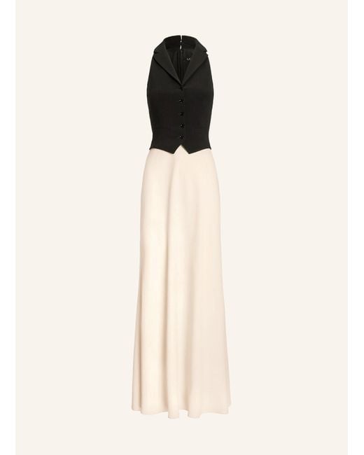 Ralph Lauren Natural Abendkleid im Materialmix