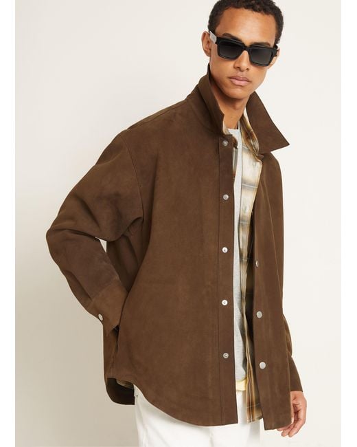 AMI Leder-Overjacket in Brown für Herren