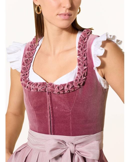 AlpenHERZ Pink Dirndl JOSEPHINE mit Rüschen und Samt