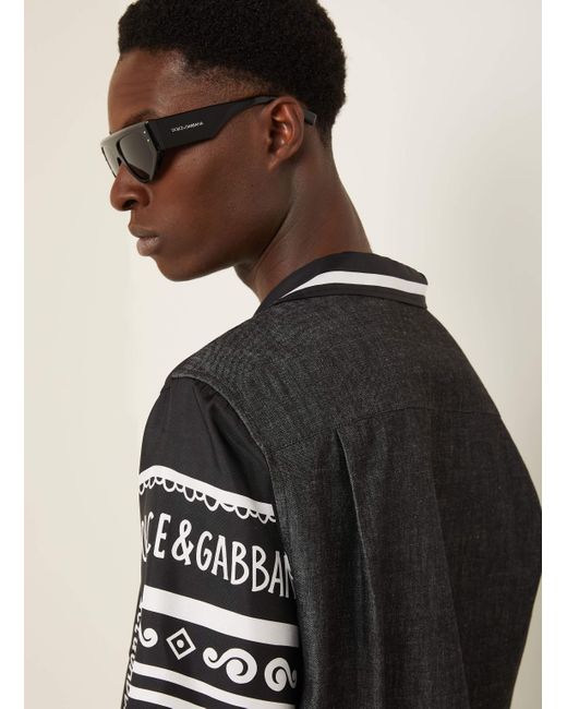 Dolce & Gabbana Resorthemd Regular Fit im Materialmix mit Seide in Black für Herren