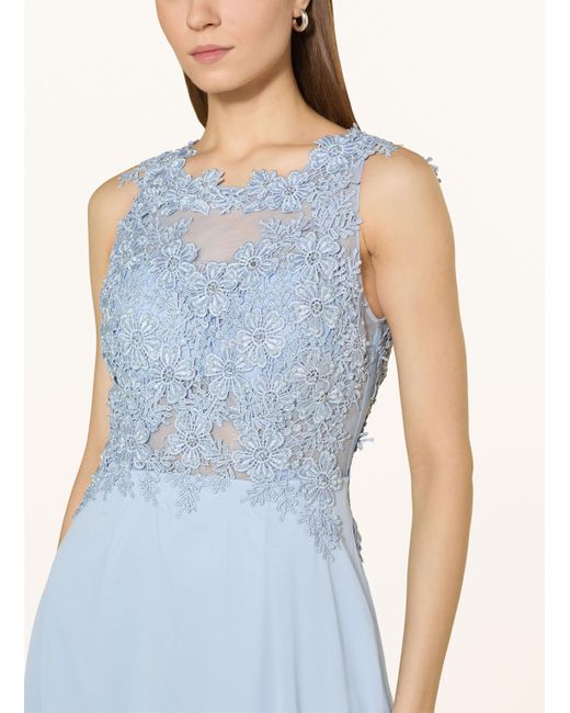 Apart Blue Abendkleid mit Spitze und Schmucksteinen