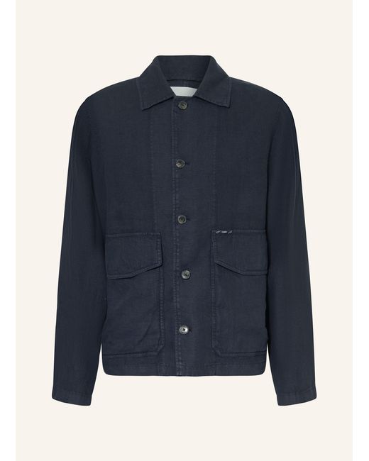 Closed Leinen-Overjacket in Blue für Herren
