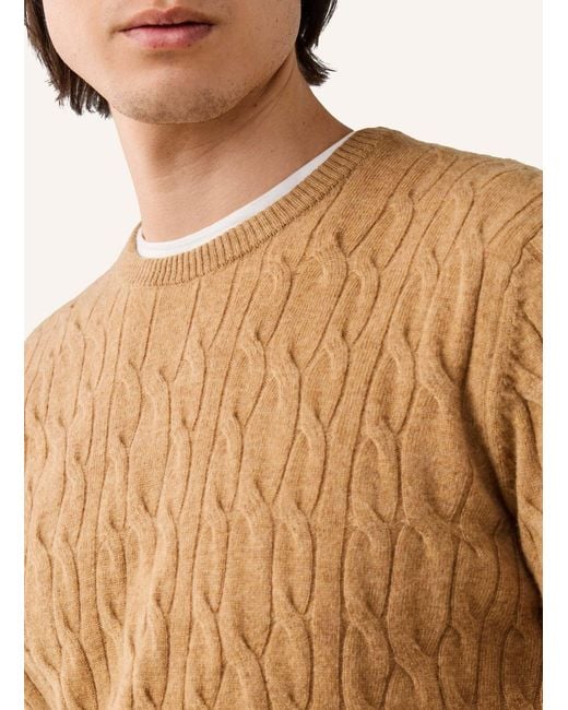 Hackett Pullover LAMBSWOOL CABLE CREW in Natural für Herren