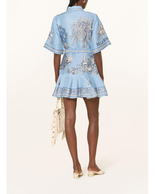 ALÉMAIS Blue Hemdblusenkleid VILLA ROMANTICA mit Leinen