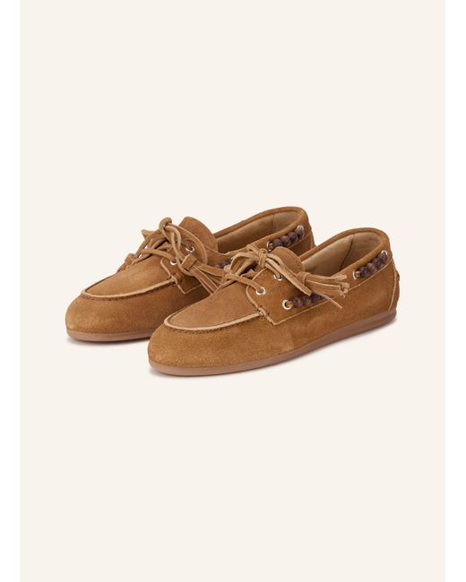 POSA Brown Bootsschuhe mit Schmuckperlen