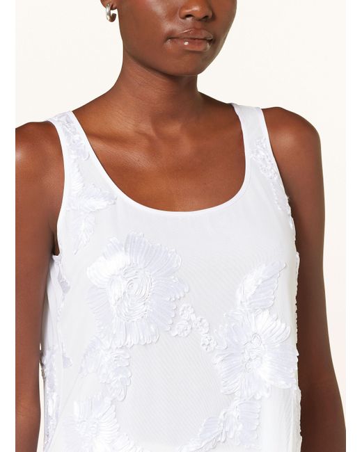 MARC AUREL White Blusentop aus Mesh