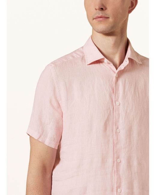 Reiss Kurzarmhemd HOLIDAY Slim Fit aus Leinen in Pink für Herren