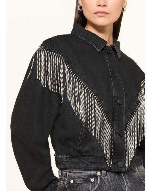 AllSaints Black Jeansjacke MARLENE EMB mit Schmucksteinen