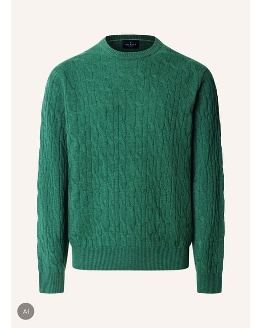 Hackett Pullover LAMBSWOOL CABLE CREW in Green für Herren
