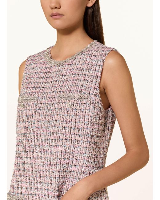 Self-Portrait Pink Bouclé-Kleid mit Glitzergarn und Schmucksteinen