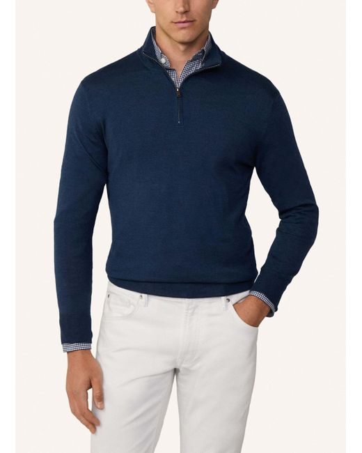 Hackett Pullover GMD MERINO SILK HZIP. in Blue für Herren