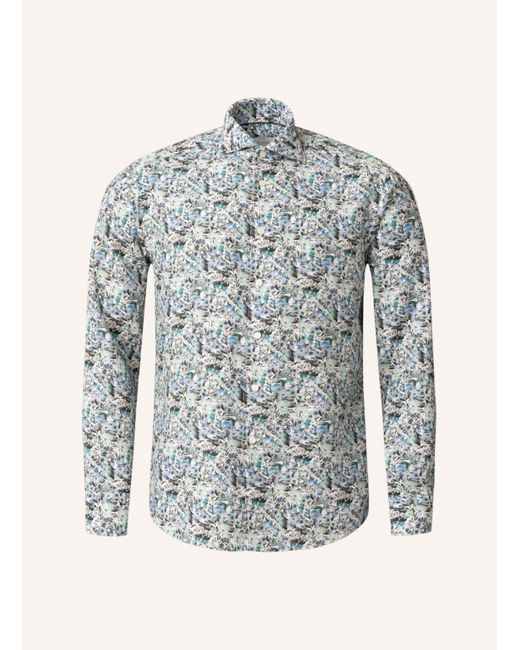 Eton of Sweden Leinenhemd mit Mosaikblütenmuster Slim Fit in Blue für Herren