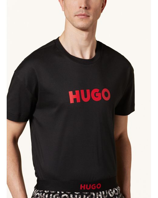 HUGO Shorty-Schlafanzug CAMO LOGO in Black für Herren