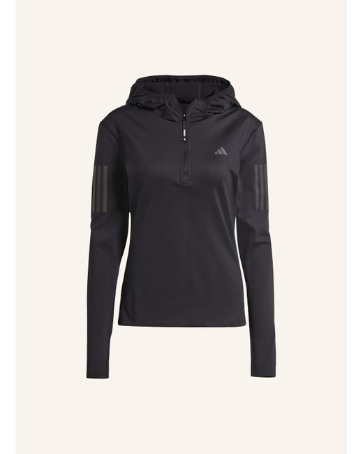 Adidas Blue OWN THE RUN WINTERIZED HOODIE MIT HALBEM REISSVERSCHLUSS