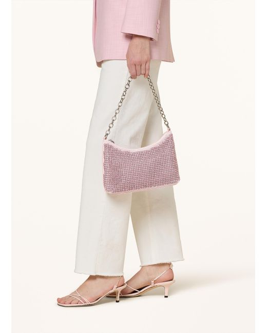 SEIDENFELT Pink Schultertasche mit Schmucksteinen