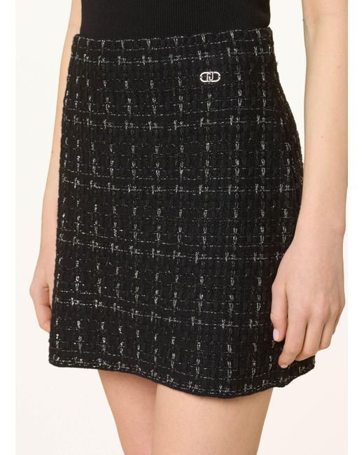 Liu Jo Black Tweed-Rock mit Glitzergarn