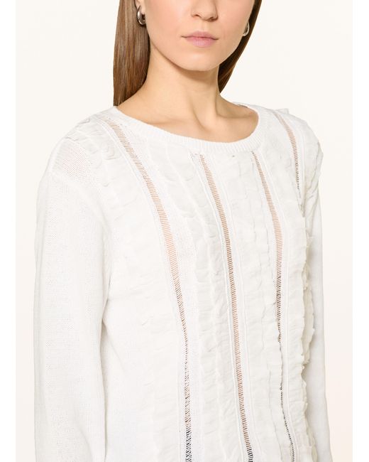 Monari Natural Pullover mit Rüschen