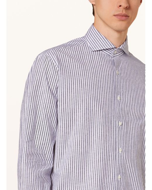 STROKESMAN'S Hemd Regular Fit mit Leinen in Purple für Herren