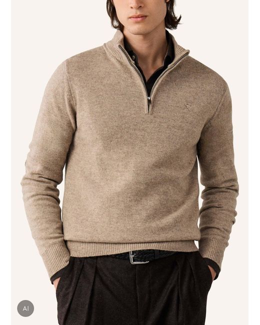 Hackett Pullover LAMBSWOOL HZIP in Natural für Herren
