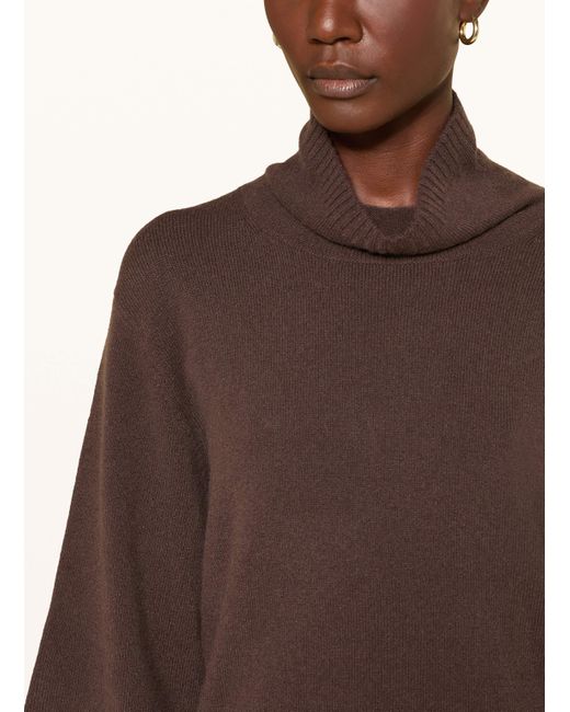 FTC Cashmere Brown Rollkragenpullover aus Cashmere mit 3/4-Arm
