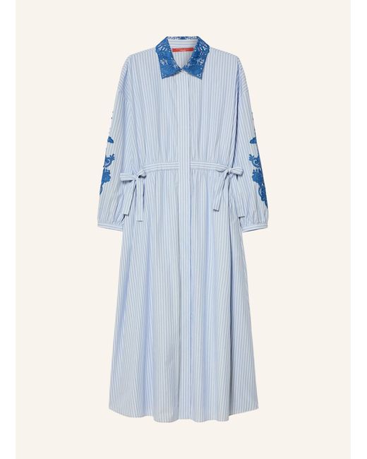 Marina Rinaldi Blue Hemdblusenkleid CEPPO mit Spitze und Schmucksteinen