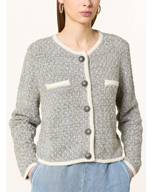 Gestuz White Strickjacke GZNALIN aus Tweed mit Glitzergarn