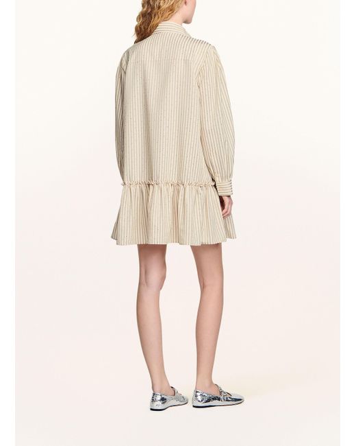 Sandro Natural Hemdblusenkleid mit Schmucksteinen