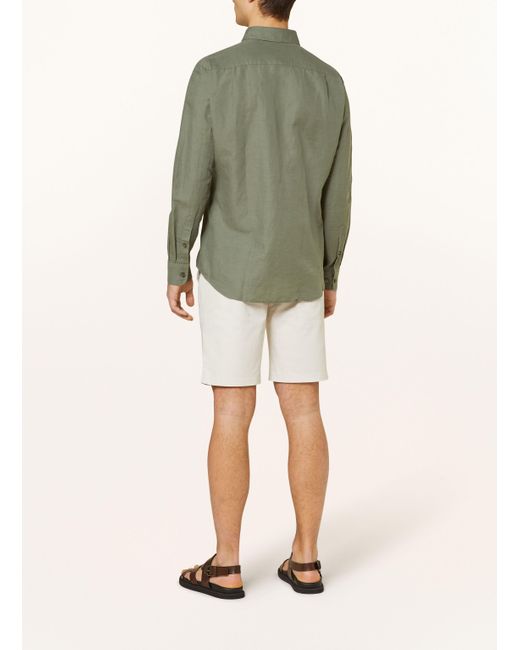 STROKESMAN'S Hemd Regular Fit mit Leinen in Green für Herren