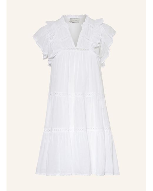 Neo Noir White Kleid JAMMA mit Rüschen