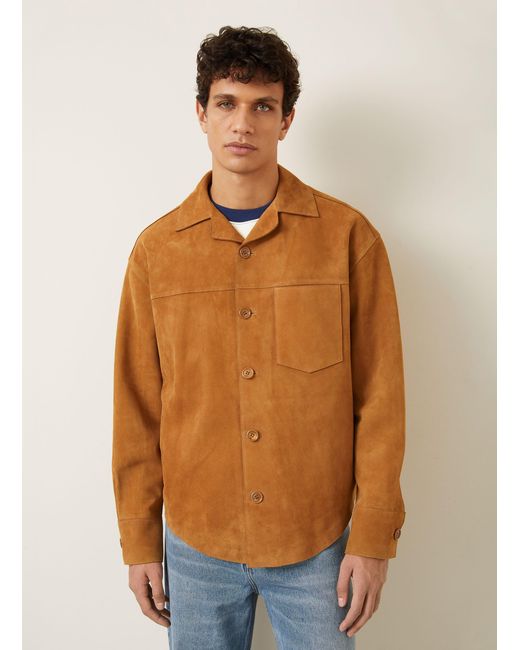 AMI Leder-Overjacket in Orange für Herren