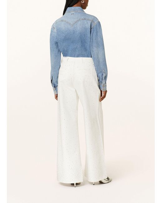 Liu Jo Blue Jeansbluse mit Schmucksteinen